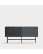 Credenza Nube con 3 cassetti, 1 anta e 1 anta scorrevole nera e grigio antracite - 180x45x91cm