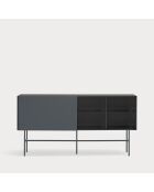 Credenza Nube con 3 cassetti, 1 anta e 1 anta scorrevole nera e grigio antracite - 180x45x91cm