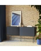 Credenza Nube con 3 cassetti, 1 anta e 1 anta scorrevole nera e grigio antracite - 180x45x91cm