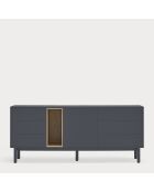 Credenza Corvo 1 anta, 6 cassetti e 1 nicchia grigio antracite - 180x40x76cm