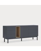 Credenza Corvo 1 anta, 6 cassetti e 1 nicchia grigio antracite - 180x40x76cm