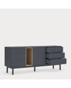 Credenza Corvo 1 anta, 6 cassetti e 1 nicchia grigio antracite - 180x40x76cm