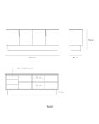 Buffet Totem 4 portes et 3 tiroirs sable - 200x52x77,5cm