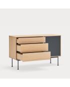 Yoko Kommode 1 Tür und 3 Schubladen Eiche und Anthrazitgrau - 128x80x45cm