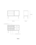 Yoko Kommode 1 Tür und 3 Schubladen Eiche und Anthrazitgrau - 128x80x45cm