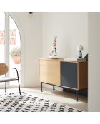 Yoko Kommode 1 Tür und 3 Schubladen Eiche und Anthrazitgrau - 128x80x45cm