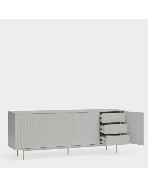 Aparador Sierra 4 puertas y 3 cajones interiores gris claro — 211x47x80cm