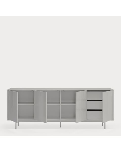 Aparador Sierra 4 puertas y 3 cajones interiores gris claro — 211x47x80cm