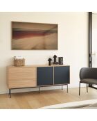 Credenza Yoko 2 ante e 3 cassetti in rovere e grigio antracite - 180x45x80cm