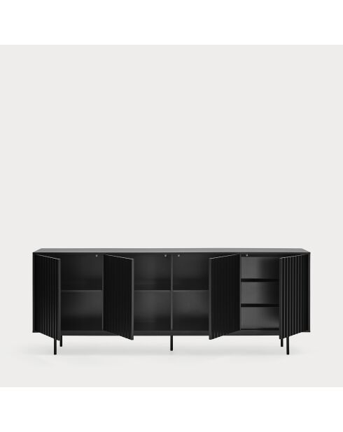 Buffet Sierra 4 portes et 3 tiroirs intérieurs noir - 211x47x80cm