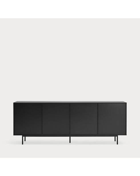 Buffet Sierra 4 portes et 3 tiroirs intérieurs noir - 211x47x80cm