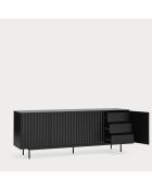 Buffet Sierra 4 portes et 3 tiroirs intérieurs noir - 211x47x80cm