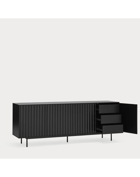 Buffet Sierra 4 portes et 3 tiroirs intérieurs noir - 211x47x80cm