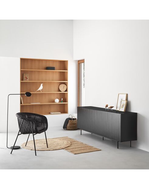Buffet Sierra 4 portes et 3 tiroirs intérieurs noir - 211x47x80cm