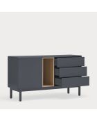 Credenza Corvo 1 anta e 3 cassetti grigio antracite - 136,8x40x76cm