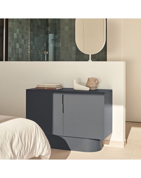 Commode Totem 2 portes gris anthracite - 110x47x80cm