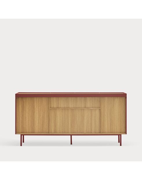 Arista Kommode mit 4 Türen und 3 Innenschubladen, weinrot, 165 x 40 x 78 cm