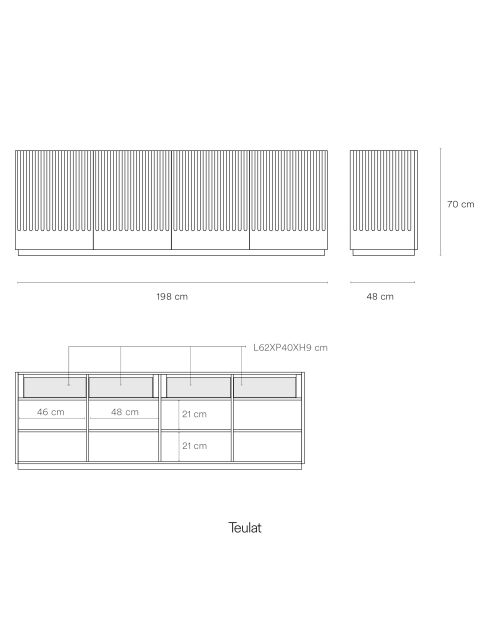 Buffet Doric 4 portes et 4 tiroirs blanc/crème - 200x46x70cm