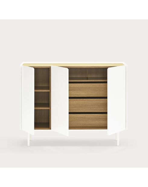 Buffet Arista 3 portes et 3 tiroirs intérieurs blanc - 110x40x85cm