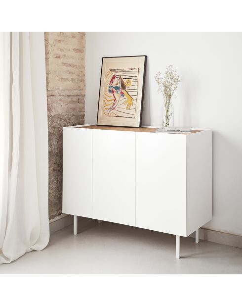 Buffet Arista 3 portes et 3 tiroirs intérieurs blanc - 110x40x85cm