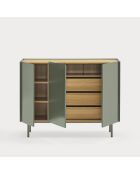 Credenza Arista con 3 ante e 3 cassetti interni verde - 110x40x85cm