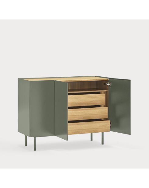 Anrichte Arista mit 3 Türen und 3 internen Schubladen grün - 110x40x85cm