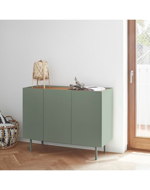 Anrichte Arista mit 3 Türen und 3 internen Schubladen grün - 110x40x85cm