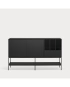 Buffet Platt 2 portes, 1 tiroir et 3 niches  noir - 166x45x98cm