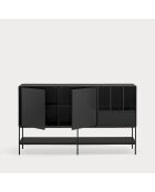 Buffet Platt 2 portes, 1 tiroir et 3 niches  noir - 166x45x98cm