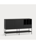 Buffet Platt 2 portes, 1 tiroir et 3 niches  noir - 166x45x98cm