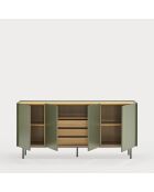 Credenza Arista 4 ante e 3 cassetti interni verde chiaro - 165x40x78cm