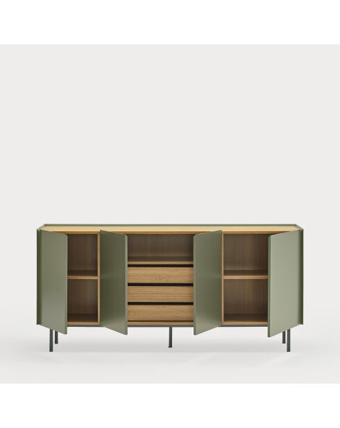 Credenza Arista 4 ante e 3 cassetti interni verde chiaro - 165x40x78cm