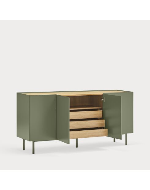 Credenza Arista 4 ante e 3 cassetti interni verde chiaro - 165x40x78cm