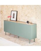 Credenza Arista 4 ante e 3 cassetti interni verde chiaro - 165x40x78cm