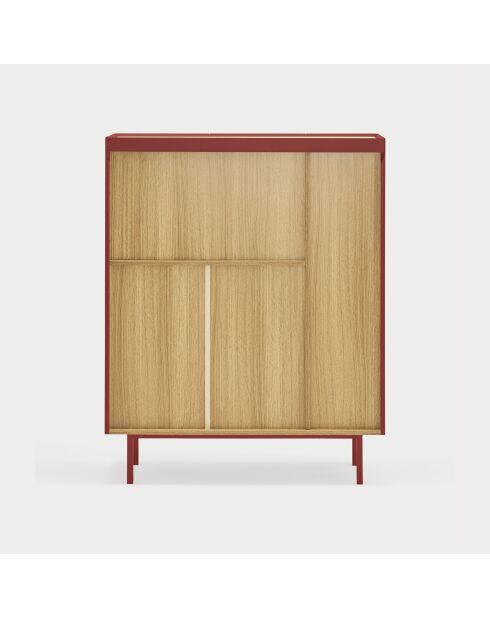 Arista 3-deurs zijkast met bordeauxrode flessenhouder aan de binnenkant - 95x40x120cm