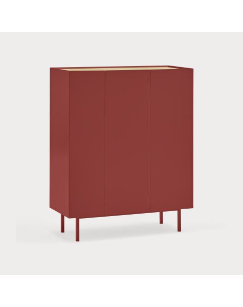 Arista 3-deurs zijkast met bordeauxrode flessenhouder aan de binnenkant - 95x40x120cm