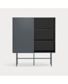 Mobile alto Nube con 2 nicchie, 4 cassetti e 1 anta scorrevole nera e grigio antracite - 120x45x140cm