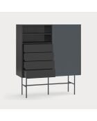Mobile alto Nube con 2 nicchie, 4 cassetti e 1 anta scorrevole nera e grigio antracite - 120x45x140cm
