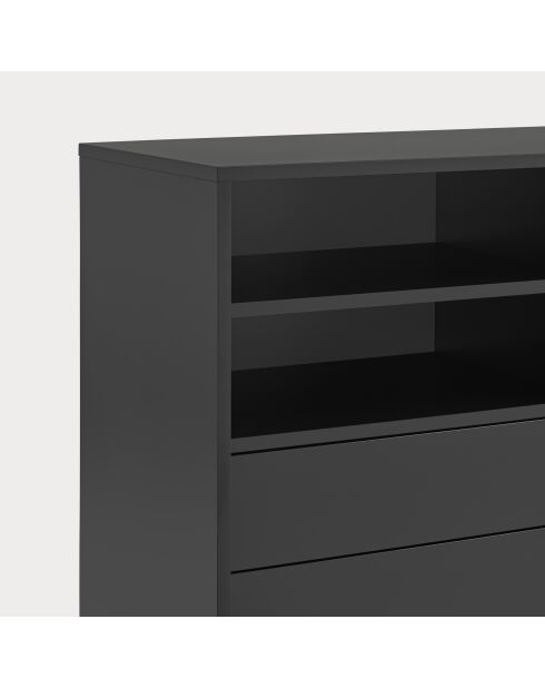 Nube Hochschrank mit 2 Nischen, 4 Schubladen und einer schwarzen und anthrazitgrauen Schiebetür — 120x45x140cm