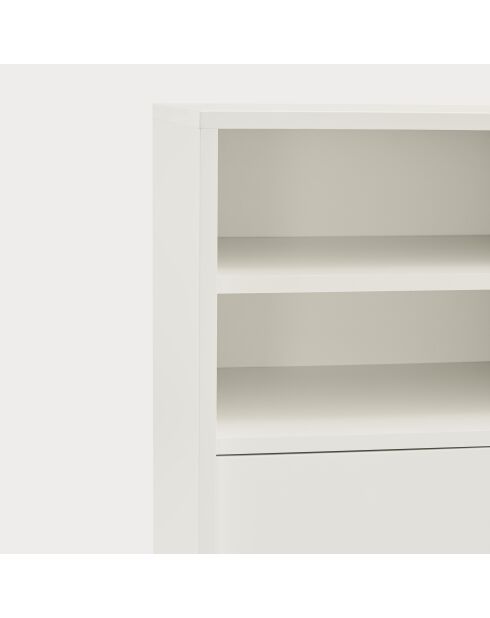 Nube Hochschrank mit 2 Nischen, 4 Schubladen und 1 Schiebetür, cremefarben und sandfarben, 120 x 45 x 140 cm