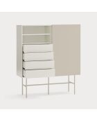 Nube Hochschrank mit 2 Nischen, 4 Schubladen und 1 Schiebetür, cremefarben und sandfarben, 120 x 45 x 140 cm