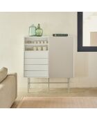Nube Hochschrank mit 2 Nischen, 4 Schubladen und 1 Schiebetür, cremefarben und sandfarben, 120 x 45 x 140 cm