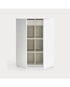 Meuble d'appoint Doric 2 portes et 2 tiroirs blanc/crème - 92x46x120cm