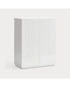 Meuble d'appoint Doric 2 portes et 2 tiroirs blanc/crème - 92x46x120cm