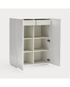Meuble d'appoint Doric 2 portes et 2 tiroirs blanc/crème - 92x46x120cm