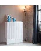 Meuble d'appoint Doric 2 portes et 2 tiroirs blanc/crème - 92x46x120cm