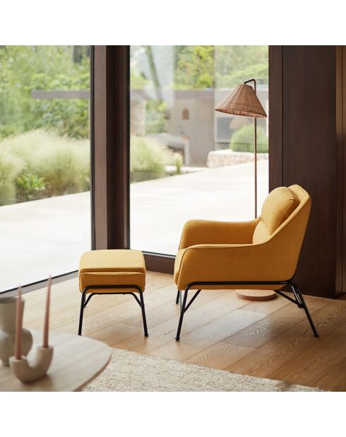 Pouf Sadira moutarde - 69x43x43cm