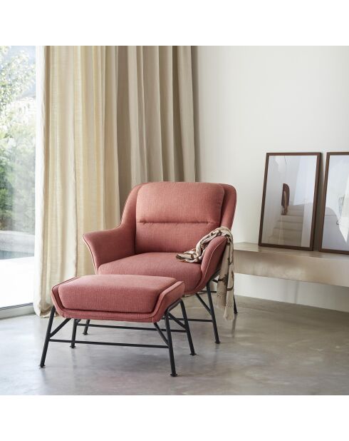 Pouf Sadira corail - 69x43x43cm