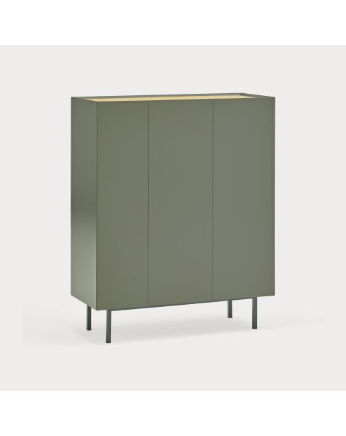 Arista 3-deurs zijkast met lichtgroene flessenhouder aan de binnenkant - 95x40x120cm