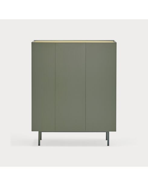 Arista 3-deurs zijkast met lichtgroene flessenhouder aan de binnenkant - 95x40x120cm